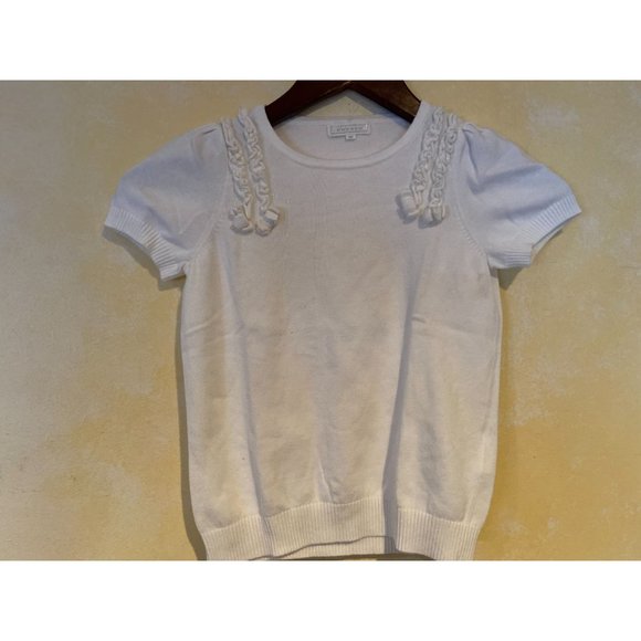 Girls Size 10Y Nicholas & Bears White Ruffle Cotton Sweater - Picture 1 of 3